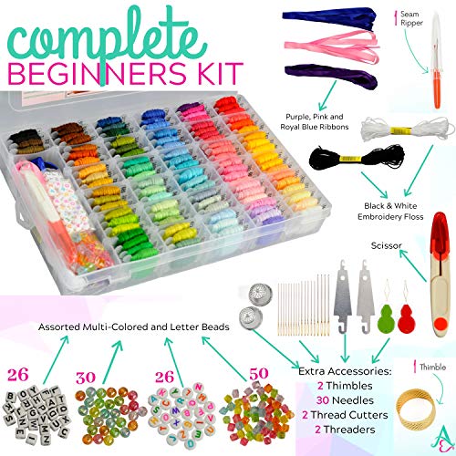 Friendship Bracelet String Kit - 276pcs Embroidery Floss and Acces...