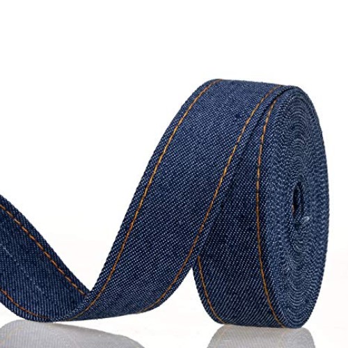 ATRBB 16.5 Yards Stitch Denim Ribbon,Layering Cloth Fabric Jeans B...