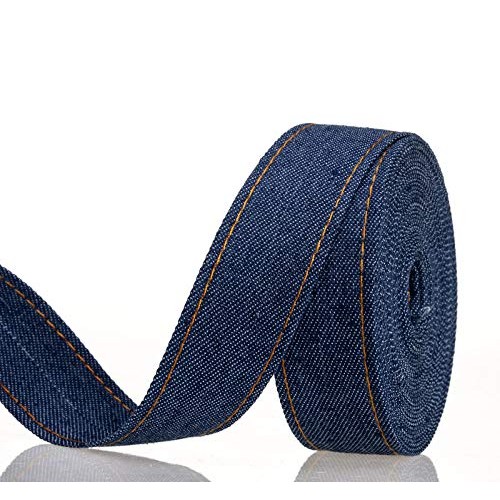ATRBB 16.5 Yards Stitch Denim Ribbon,Layering Cloth Fabric Jeans B...