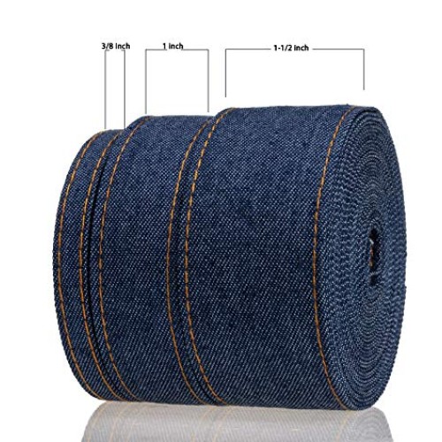ATRBB 16.5 Yards Stitch Denim Ribbon,Layering Cloth Fabric Jeans B...