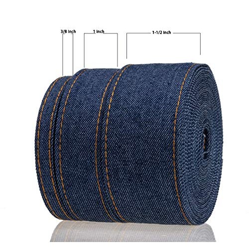 ATRBB 16.5 Yards Stitch Denim Ribbon,Layering Cloth Fabric Jeans B...