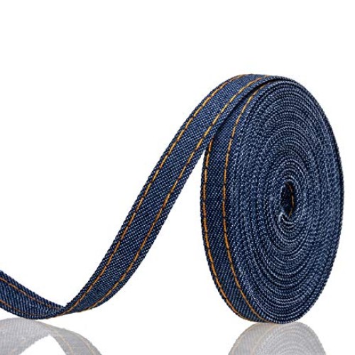 ATRBB 16.5 Yards Stitch Denim Ribbon,Layering Cloth Fabric Jeans B...