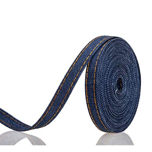 ATRBB 16.5 Yards Stitch Denim Ribbon,Layering Cloth Fabric Jeans B...