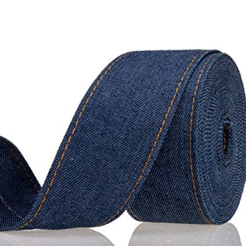 ATRBB 16.5 Yards Stitch Denim Ribbon,Layering Cloth Fabric Jeans B...
