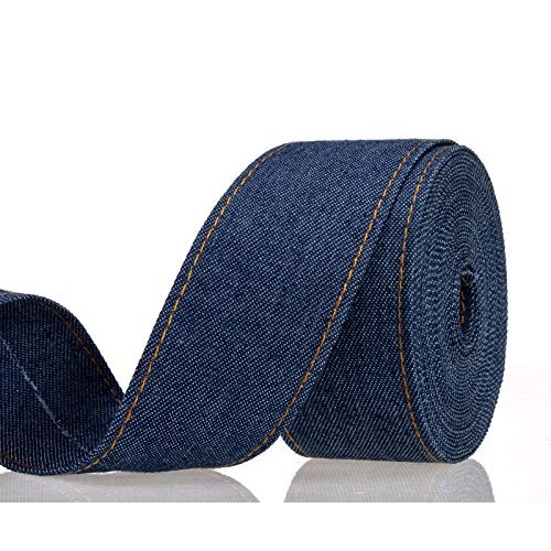 ATRBB 16.5 Yards Stitch Denim Ribbon,Layering Cloth Fabric Jeans B...