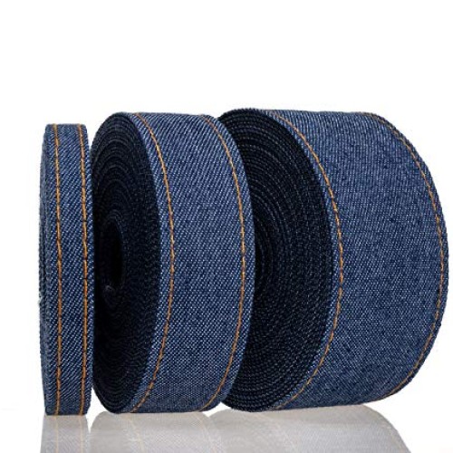 ATRBB 16.5 Yards Stitch Denim Ribbon,Layering Cloth Fabric Jeans B...