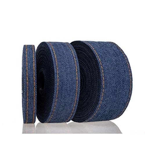 ATRBB 16.5 Yards Stitch Denim Ribbon,Layering Cloth Fabric Jeans B...