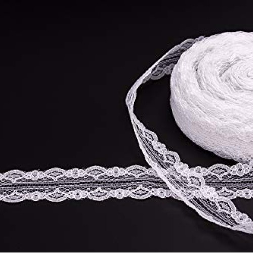 ATRBB 25 Yards White Lace Trim Roll Patterns Lace Ribbon for Sewin...