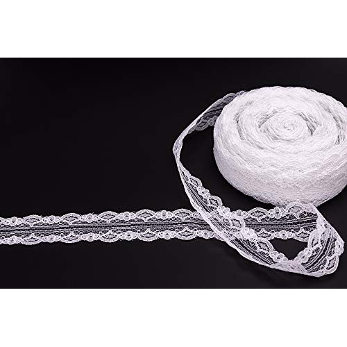 ATRBB 25 Yards White Lace Trim Roll Patterns Lace Ribbon for Sewin...