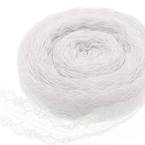 ATRBB 25 Yards White Lace Trim Roll Patterns Lace Ribbon for Sewin...