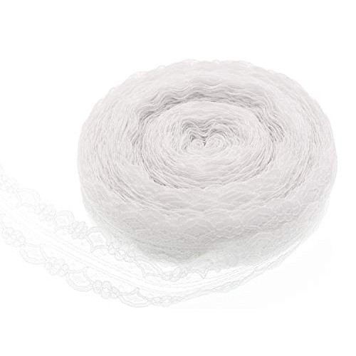 ATRBB 25 Yards White Lace Trim Roll Patterns Lace Ribbon for Sewin...