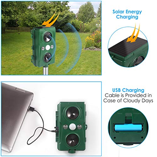 Ultrasonic Animal Repeller,Solar Powered and Waterproof PIR Sensor...