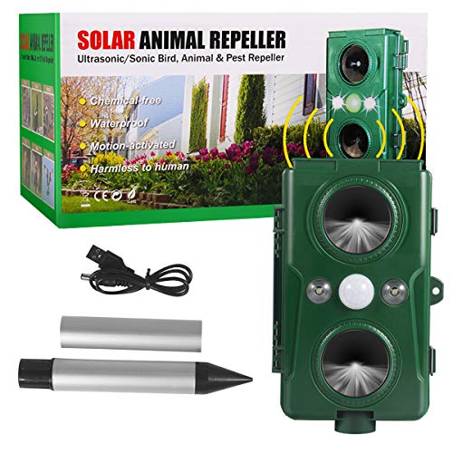 Ultrasonic Animal Repeller,Solar Powered and Waterproof PIR Sensor...