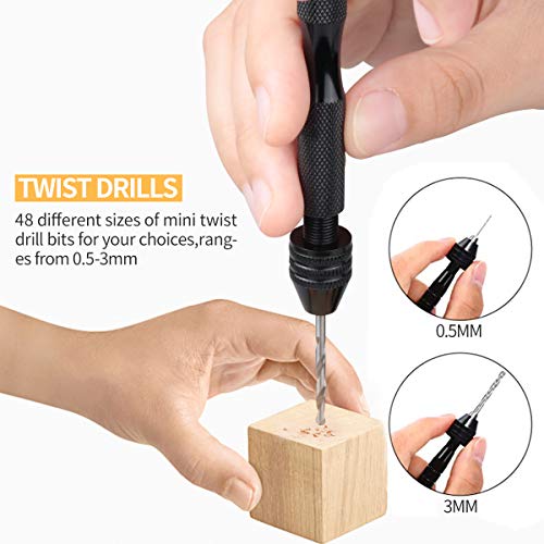 62 Pieces Pin Vises Hand Drill Bits, Micro mini Twist Drill Bits S...