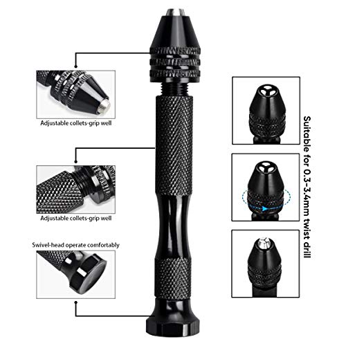 62 Pieces Pin Vises Hand Drill Bits, Micro mini Twist Drill Bits S...
