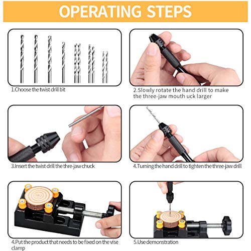 62 Pieces Pin Vises Hand Drill Bits, Micro mini Twist Drill Bits S...