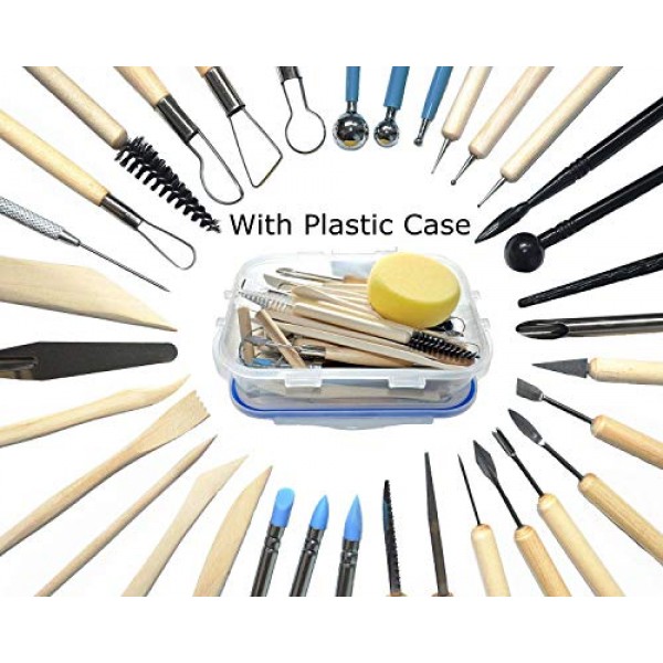 Augernis 57PCS Ceramic Clay Tools Set with Plastic Case Modeling P...