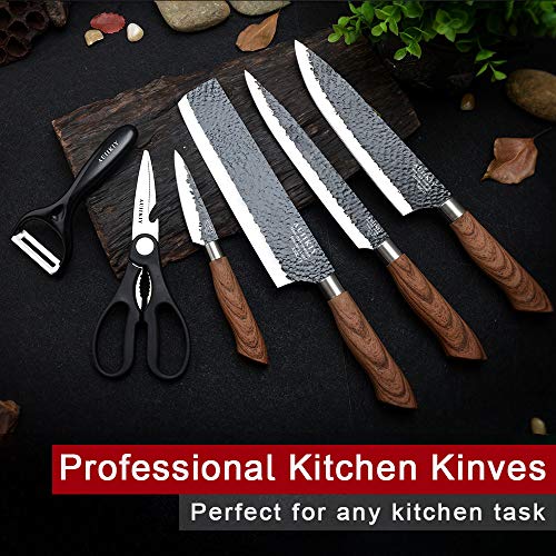 6 Pieces Professional Kitchen Knives Set With Giftbox, High Carbon...