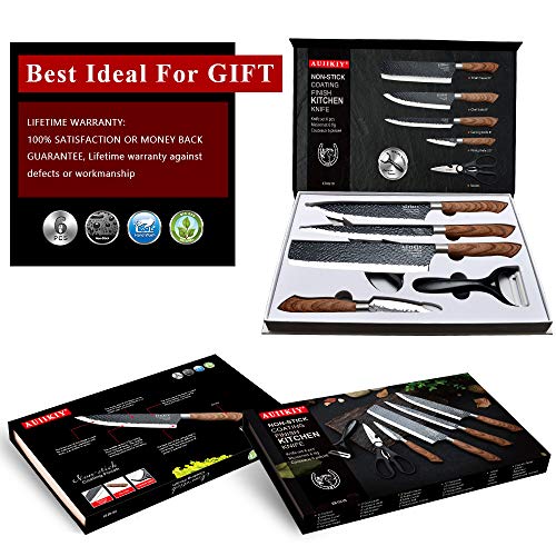 6 Pieces Professional Kitchen Knives Set With Giftbox, High Carbon...
