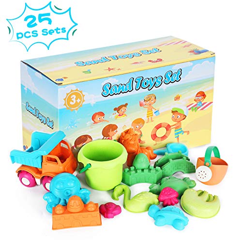 Auney 23 PCS Beach Toys Sand Toys Set for Kids, Sand Wheel, Dump T...