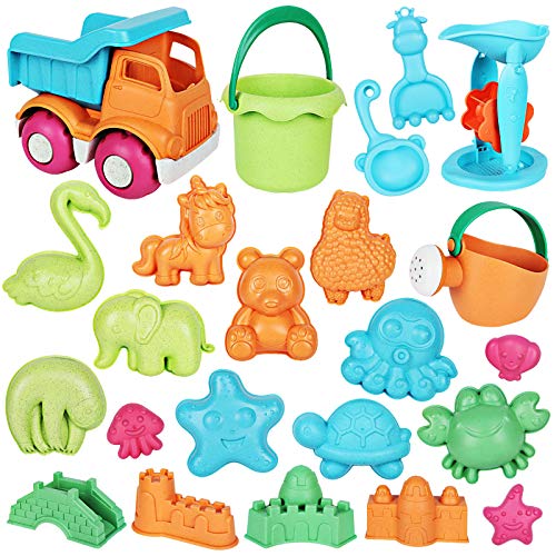 Auney 23 PCS Beach Toys Sand Toys Set for Kids, Sand Wheel, Dump T...