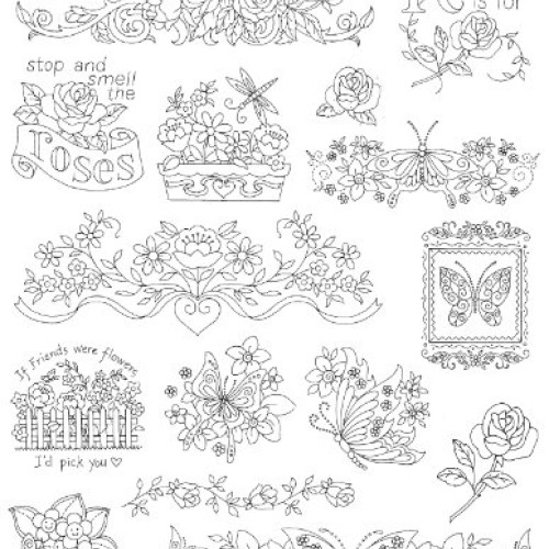 Aunt Marthas 402 Flowers and Butterflies Embroidery Transfer Patt...