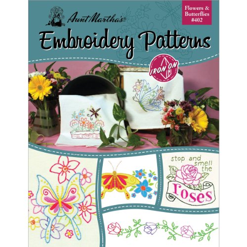 Aunt Marthas 402 Flowers and Butterflies Embroidery Transfer Patt...