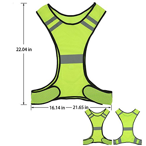 Reflective Night Running Vest with Adjustable Strap & Breathable H...