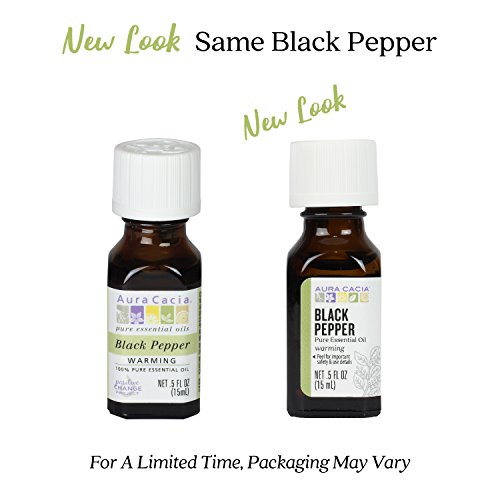 Aura Cacia Black Pepper Essential Oil, 0.5 Fluid Ounce, Paclaging ...