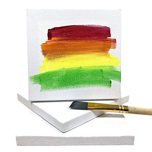COLOR MAGIC Mini Stretched Canvas - 3x3 Inch/24 Pack - 2/5 Inch Pr...