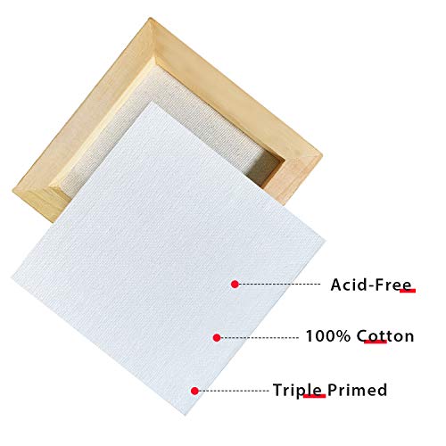 COLOR MAGIC Mini Stretched Canvas - 4x4 Inch/24 Pack - 2/5 Inch Pr...