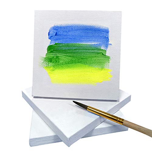 COLOR MAGIC Mini Stretched Canvas - 4x4 Inch/24 Pack - 2/5 Inch Pr...