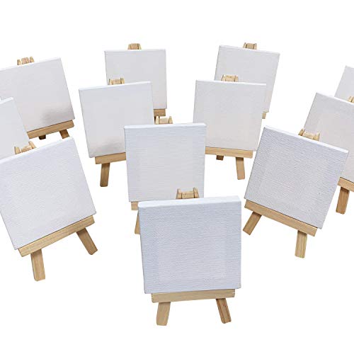 COLOR MAGIC Mini Stretched Canvas with Easel - 4x4 Inch/12 Pack - ...