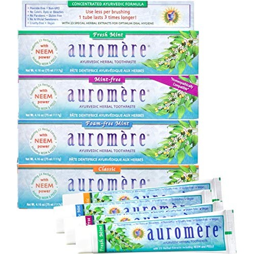 Auromere Ayurvedic Herbal Toothpaste, Variety - Vegan, Natural, No...