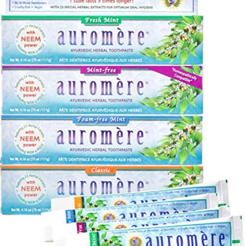 Auromere Ayurvedic Herbal Toothpaste, Variety - Vegan, Natural, No...