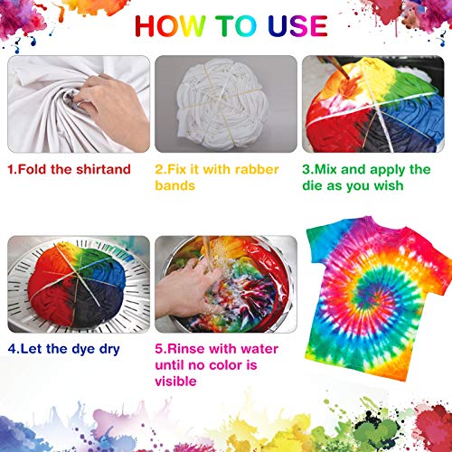 26 Colors Tie Dye Kit with Spray Nozzles, Fabric Dye Art Set for K...