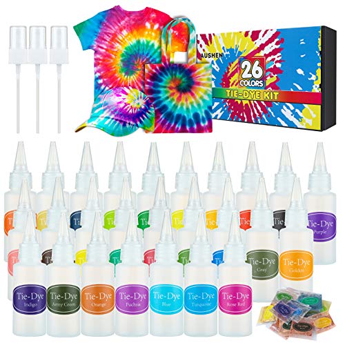 26 Colors Tie Dye Kit with Spray Nozzles, Fabric Dye Art Set for K...