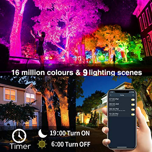 2Pack 60W RGBW LED Flood Light Color Changing Exterior Light Dimma...