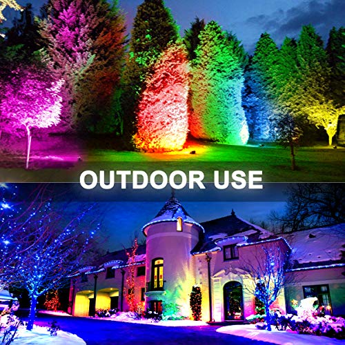 2Pack 60W RGBW LED Flood Light Color Changing Exterior Light Dimma...