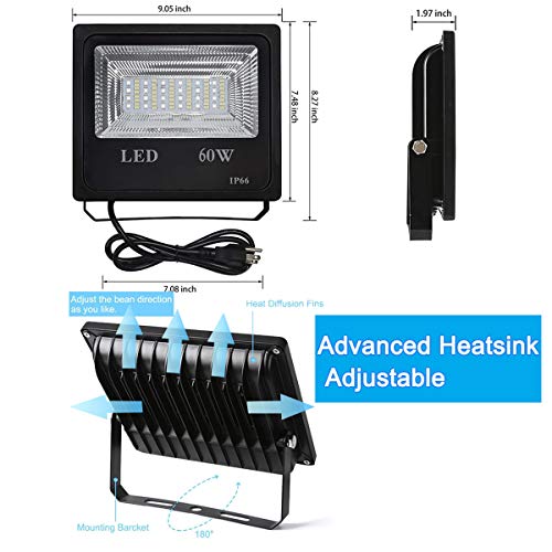2Pack 60W RGBW LED Flood Light Color Changing Exterior Light Dimma...