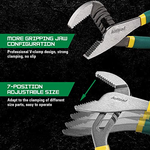 AUTLEAD 3 Pcs Straight Jaw Tongue and Groove Pliers Set, 12/10/8-I...