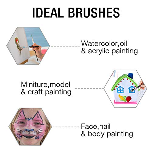 AUTOXEL Artist Paint Brushes Pack, 15 Pcs Nylon Hair Brushes and 1...