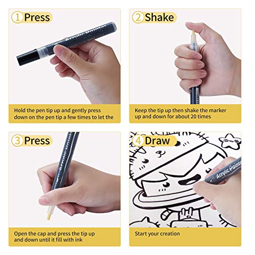 Black Acrylic Paint Marker Pen: 8 Pack Water-Based Marker Pens Set...