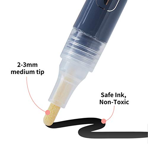 Black Acrylic Paint Marker Pen: 8 Pack Water-Based Marker Pens Set...