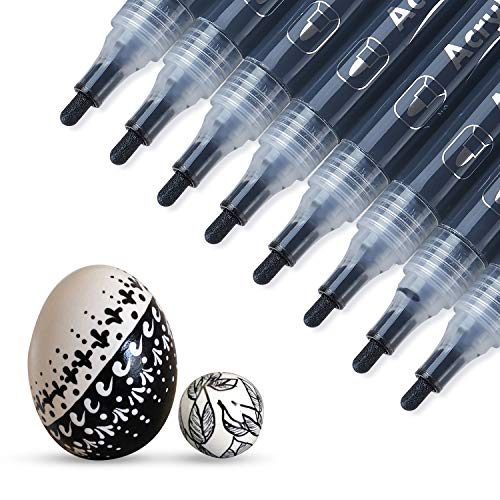 Black Acrylic Paint Marker Pen: 8 Pack Water-Based Marker Pens Set...
