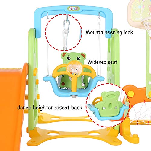 Swing and Basketball Football Baseball Set - 5 in 1 Play Slide Cli...