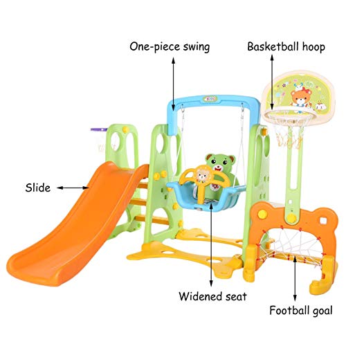 Swing and Basketball Football Baseball Set - 5 in 1 Play Slide Cli...