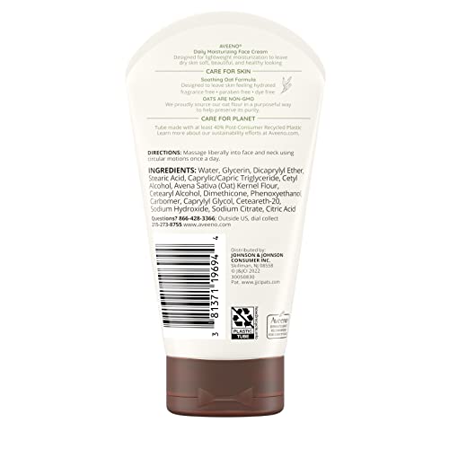 Aveeno Daily Moisturizing Fragrance-Free Prebiotic Oat Face Cream ...