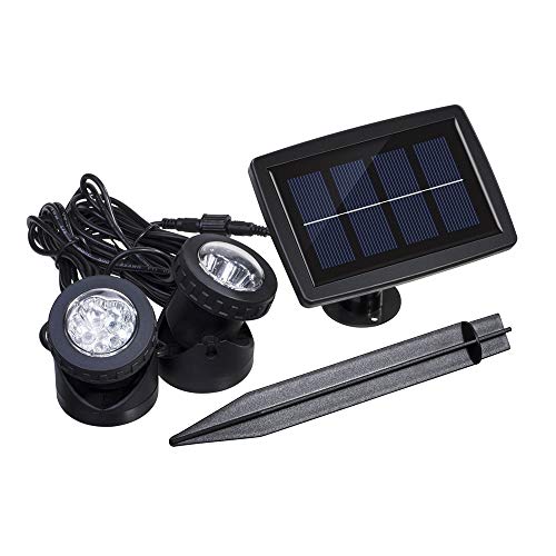 AVEKI Solar Pond Spotlights, 12 LED Solar Underwater Lights with D...
