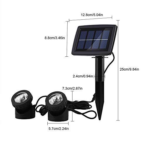 AVEKI Solar Pond Spotlights, 12 LED Solar Underwater Lights with D...